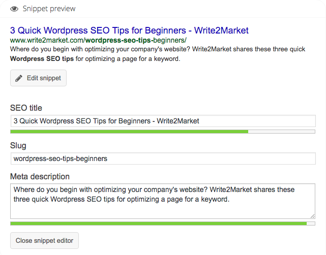 Yoast Snippet
